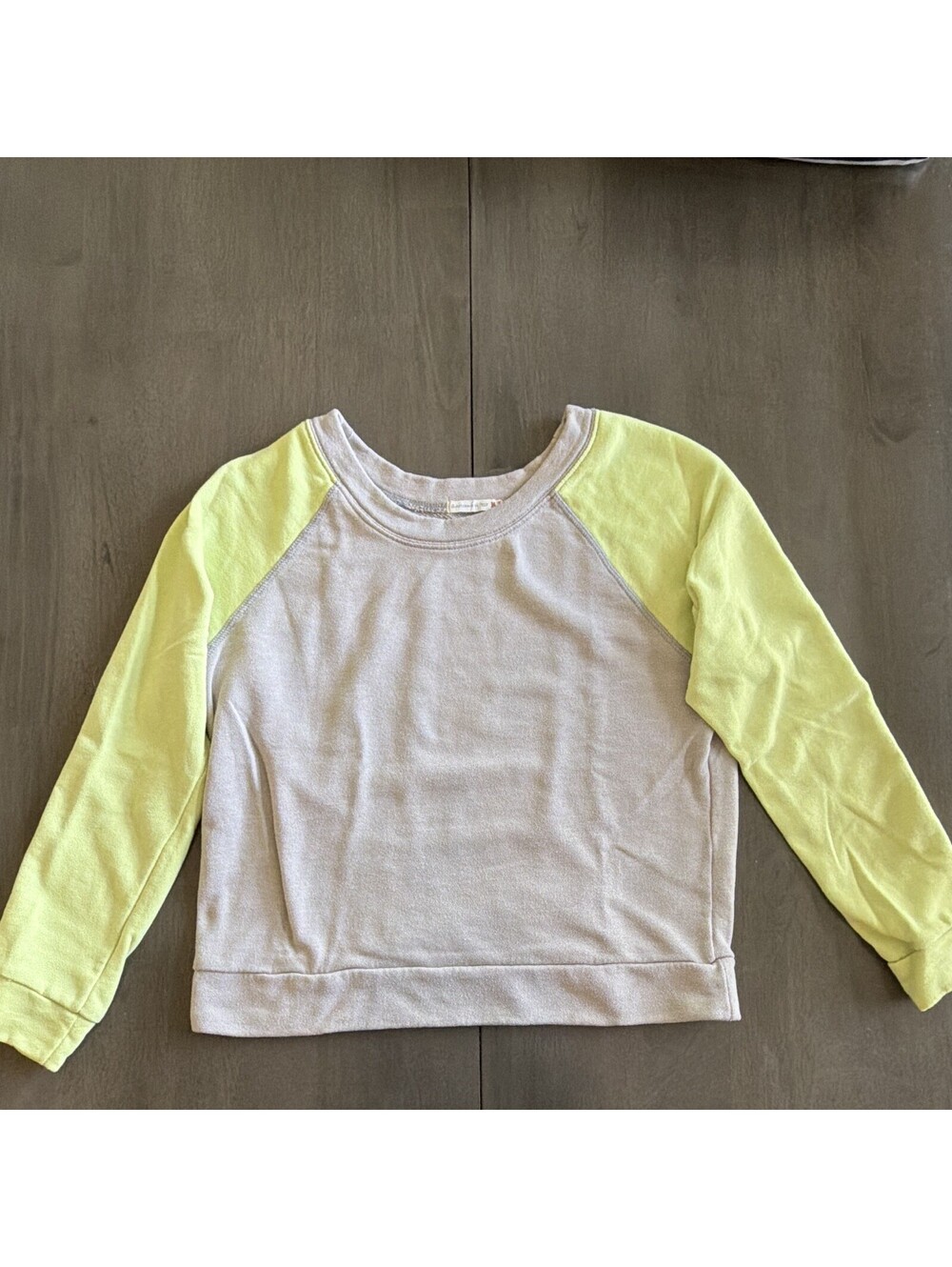 Alternative Women’s Crewneck Pullover Sweatshirt Gray Yellow Colorblock Raglan M